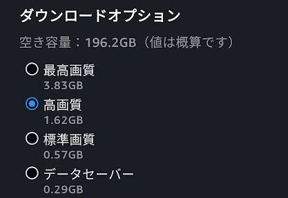 プライムビデオの動画容量